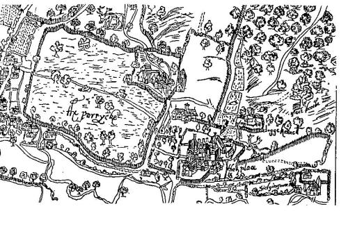 A 1610 Map of Titchfield, showing the 'The Place' and 'The Parke' - both mentioned in 'Love's Labour's Lost'.