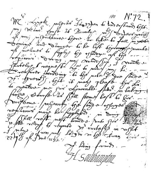 southampton shakespeare letter