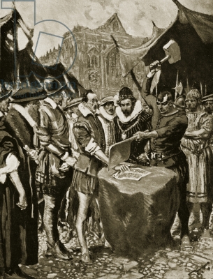 Stubbs has his hand cut off, 1521, illustration from 'Hutchinson's Story of the British Nation', c.1923 (litho)