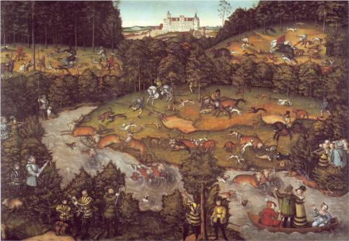 deer hunt painting cranach