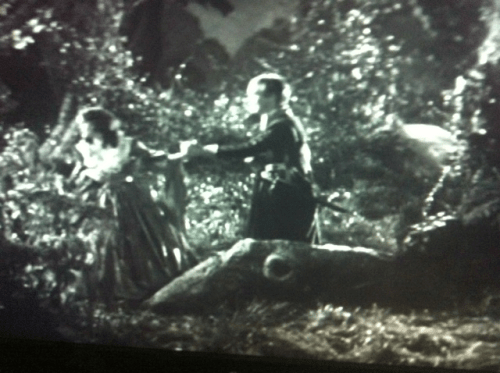 Olivia de Havilland as Hermia and Dick Powell as Lysander.