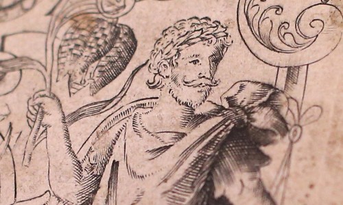 LONDON, ENGLAND - MAY 19:  A copy of The Herball book shows what is thought to be the first authenticated living portrait of William Shakespeare at The Rose Theatre on May 19, 2015 in London, England. Botanist and historian Mark Griffiths has revealed he has cracked a many-layered Tudor code and revealed the living face of Shakespeare for the first time, on the title page of the first edition of The Herball, a 16th century book on plants, 400 years after it was first published.  (Photo by Peter Macdiarmid/Getty Images)