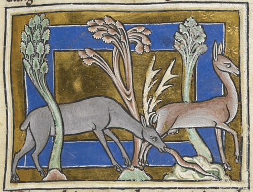 stag drawing serpent breath of its nostrils