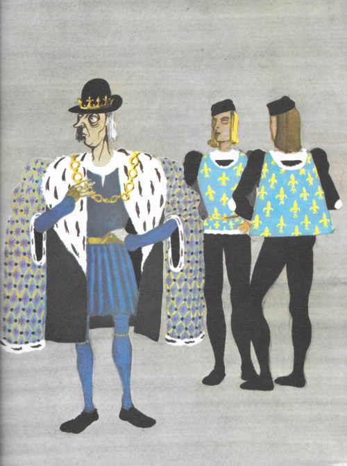 King of France and his entourage. Design by Osbert Lancaster.